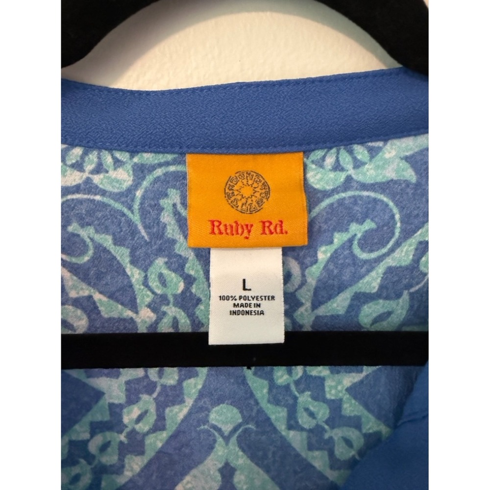 Ruby Rd. Blouse L Blue Paisley - Picture 5 of 8